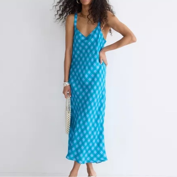 J.Crew Gwyneth Slip Dress - Blue Gingham Check - Picture 2 of 2
